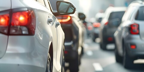 Stuck Vehicles in Traffic Jam on Gridlocked Highway Due to Congestion. Concept Traffic Congestion, Gridlocked Highway, Stuck Vehicles, Road Blockage, Urban Traffic