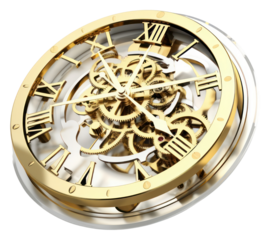 PNG Gold clock wristwatch wheel white background.