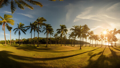 Landscape of a beautiful palm trees on beach
