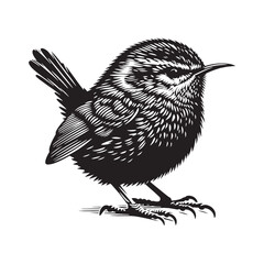 Wren bird outline silhouette - minimallest wren vector