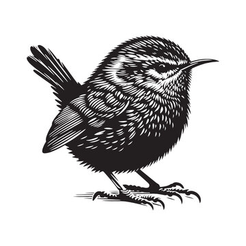 recommend clip art: Wren bird outline silhouette - minimallest wren vector