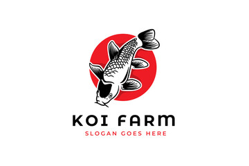 Koi Fish Logo Design template, Ornamental Fish Vector, Aquarium Ornament Illustration Brand product. japanase concep in white background