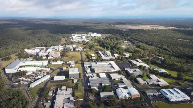 Aerial view above Woronora River valley looking at the suburb of Lucas Heights in the Sutherland Shire, Sydney NSW, Australia  