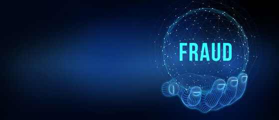 Fraud Alert Caution Defend Guard Notify Protect Concept. 3d illustration