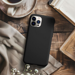 Blank black phone case mockup