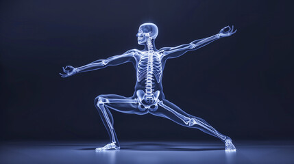 High detailed X-Ray of a human doing yoga, symbolizing the health of yoga for bones