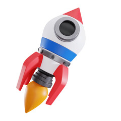 education rocket 3d icon illustration