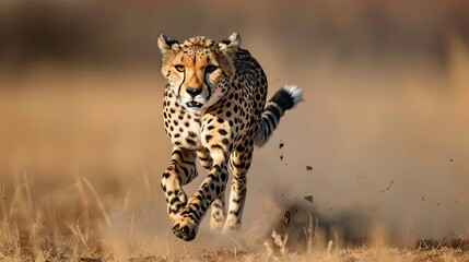 Naklejka premium Cheetah mid-chase, its body a picture of athletic prowess and determination