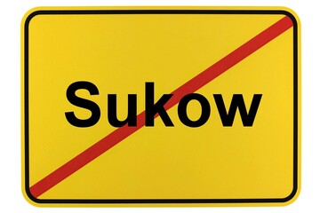 Illustration eines Ortsschildes der Gemeinde Sukow in Mecklenburg-Vorpommern