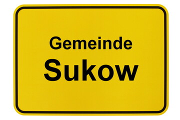 Illustration eines Ortsschildes der Gemeinde Sukow in Mecklenburg-Vorpommern
