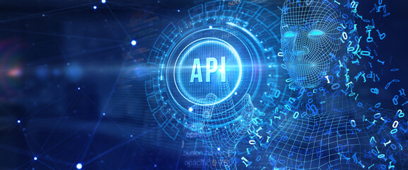 API - Application Programming Interface. Software development tool. Business, modern technology, internet and networking concept. 3d illustration