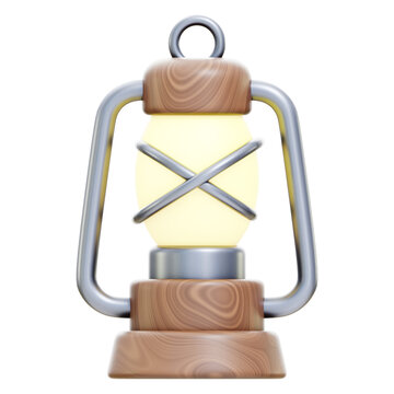 Camping Lamp 3D Icon Rendering Isolated Transparent Background
