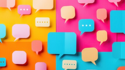 A vibrant background with colorful speech bubbles, perfect for advertising and marketing agencies. Generative AI