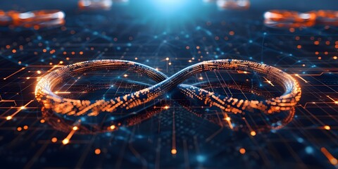 Interconnected DevOps and Web Development Operations in Infinity Symbol Design. Concept DevOps, Web Development, Infinity Symbol, Interconnected Operations