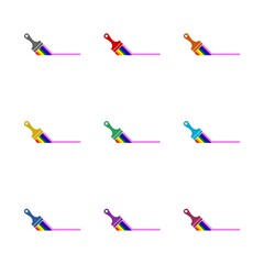 Paint brush icon isolated on white background. Set icons colorful