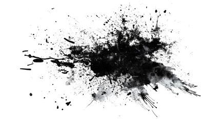 Black color splash, explosion transparent background