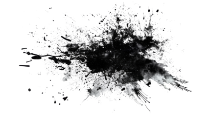 Black color splash, explosion transparent background
