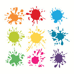 vector colorful ink spots set splash splatter abstract shape