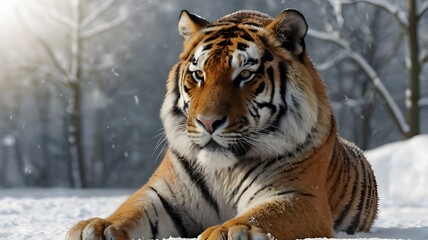 Fototapeta premium tiger in the snow