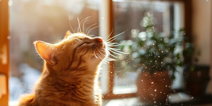 Sneezing from pet allergies at home. Concept Allergies, Pet Care, Home Remedies, Health Concerns, Clean Living