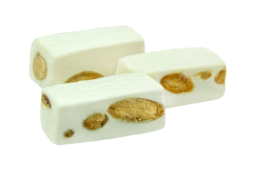 Weisser Nougat mit Mandeln und Hintergrund transparent PNG cut out