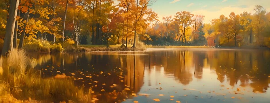 Hosting a fall foliage painting workshop, November 9th, artistic expression and autumn landscapes, 4K hyperrealistic photo. 4K Video