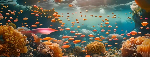 Tranquil coral spawning event filling the water with life, 4K hyperrealistic photo 4K Video