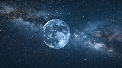 Moon and stars in the sky