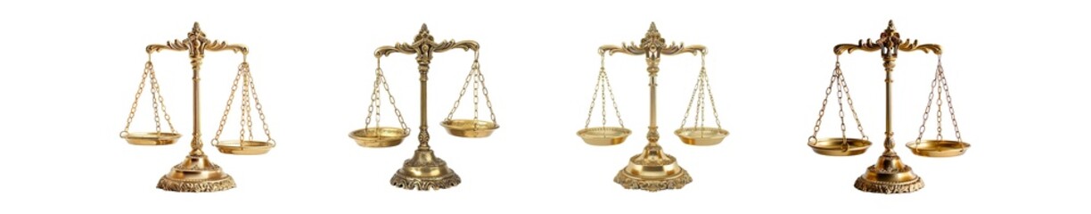 Golden Ornate scales of justice on Transparent background