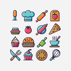 Foodies & Cooking Line Icons Adobe Illustrator Artwork