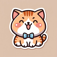 Fototapeta premium Cute cat sticker perfect for cat lovers