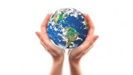 Picture of a hand holding the world.World Humanitarian Day. World Peace Day.