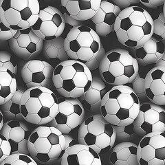Pattern of black and white soccer balls. Perfect for sporty and classic designs.