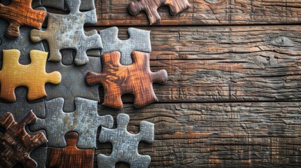 Completing the jigsaw puzzle Business solution and problem solving concept from above with space for text