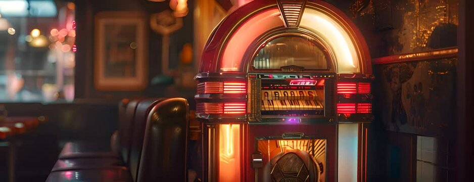 Old-fashioned jukebox playing a classic tune, 4K hyperrealistic photo 4K Video