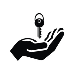 give key in hand icon vector 