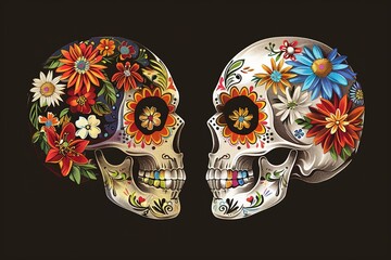 Naklejka premium Funky pattern Day of the Dead, Dia de los muertos