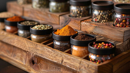 Fototapeta premium Kitchen Herbs Asian Cuisine Spices Closeup 