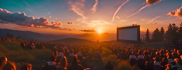 Summer film festival under open skies, movie screenings and cinematic experiences, 4K hyperrealistic photo. 4K Video