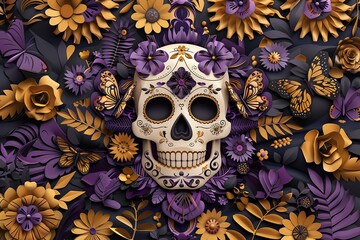 Day of the dead in Mexican culturecar 3D illustration