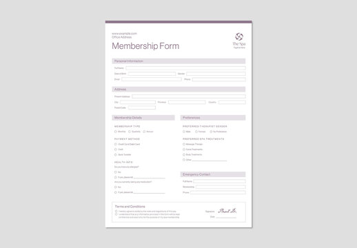 Member Registration Form Layout