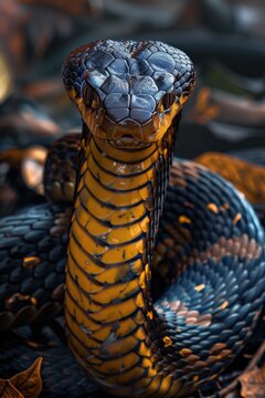 Closup photo from venomous snake, poisonous and dangerous wild animal