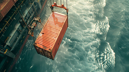 unit of container carry out lifting to transit shipment cargo from loading port to destination port under transportation sea and land logistic services.