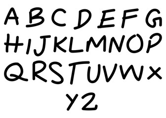 Hand-drawn alphabet letters set. Brush painted characters. Isolated on transparent background.