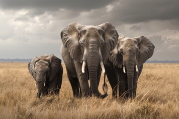 Obraz premium elephant family roaming