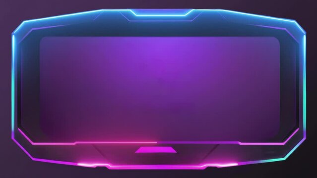 Futuristic Neon Gaming Frame: Glowing Square Loop on Dark Background