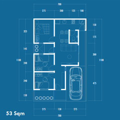 Floor plan blueprint, Figure of the jotting sketch of the construction and the industrial skeleton of the structure and dimensions. vector eps 10