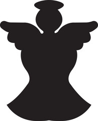 Angel with wings icon in trendy black fill style. Spread, Christmas vector isolated on transparent background. Holy angel sign for mobile concept and website design. Symbol, logo illustration.