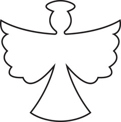 Angel with wings icon in outline style editable stock. Spread, Christmas vector isolated on transparent background. Holy angel sign for mobile concept and website design. Symbol, logo illustration.