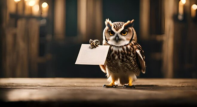 Owl with a letter.